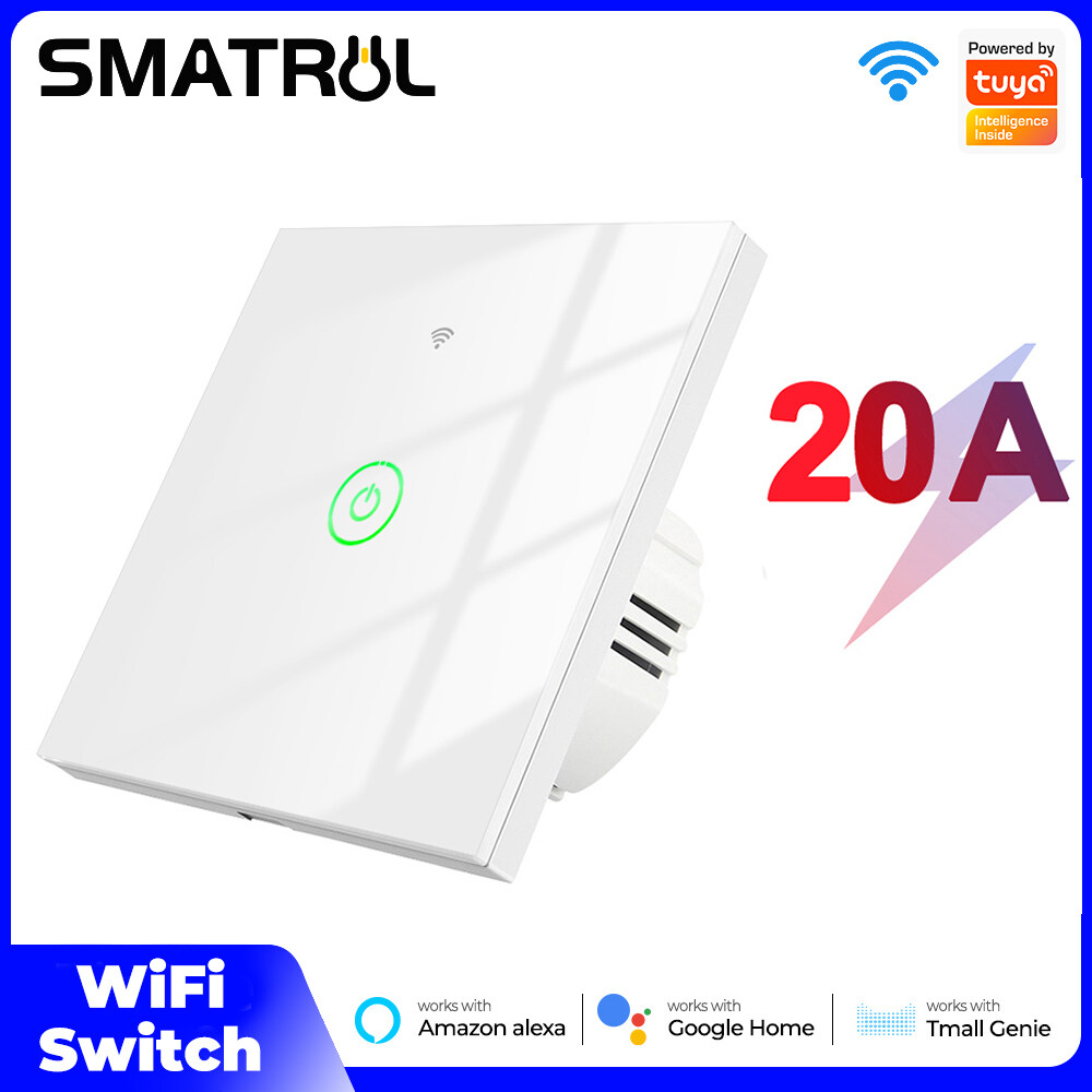 Công Tắc Thông Minh WIFI SMATRUL, Công Tắc Cảm Ứng Điều Hòa Không Khí AC Công Tắc DP 1 Chiều 20A Công Tắc Làm Nóng Neon WIFI Máy Nước Nóng 110V 220V