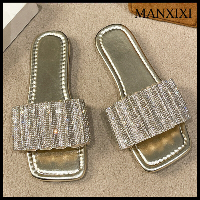 MANXIXI Fashion Women Beautiful Shining Flat Slippers (Size 36-43) ราคา 350 บาท*ส่งฟรี