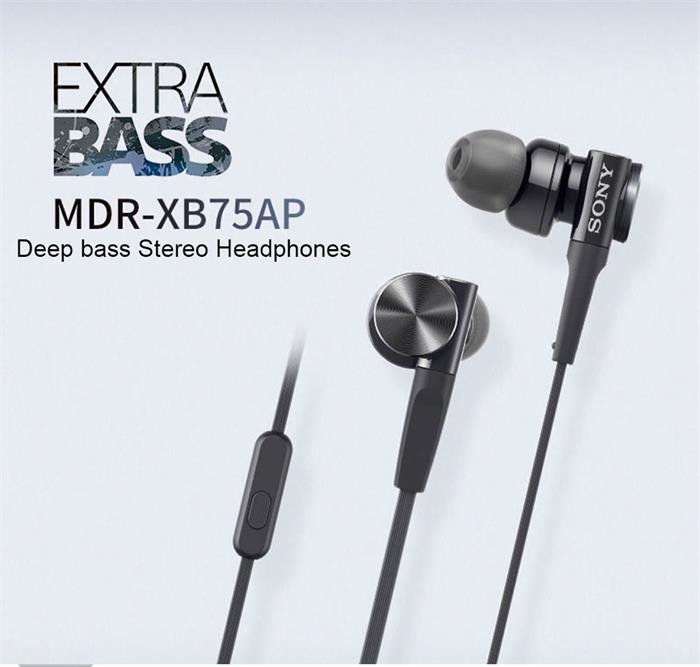 Sony tai nghe nhét tai âm trầm cực sâu mdr-xb75ap tai nghe âm thanh nổi có dây 3.5mm tai nghe thể thao tai nghe rảnh tay có micrô