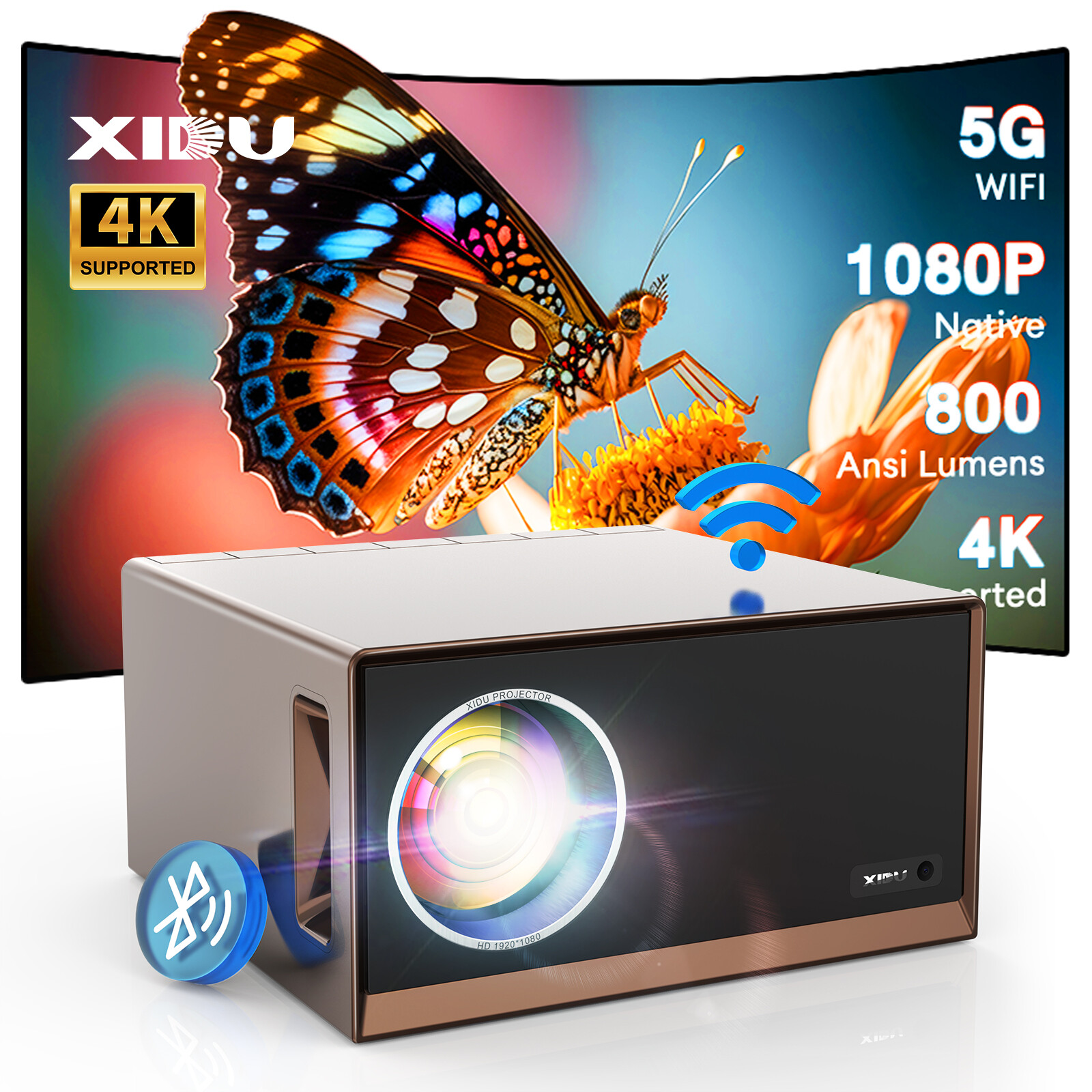 XIDU S1 Projector 4K Android 5G WIFI With Bluetooth Projector 1920*1080P Keystone Correction Smart TV For Home Office Harga 878 Ringgit*Penghantaran Percuma