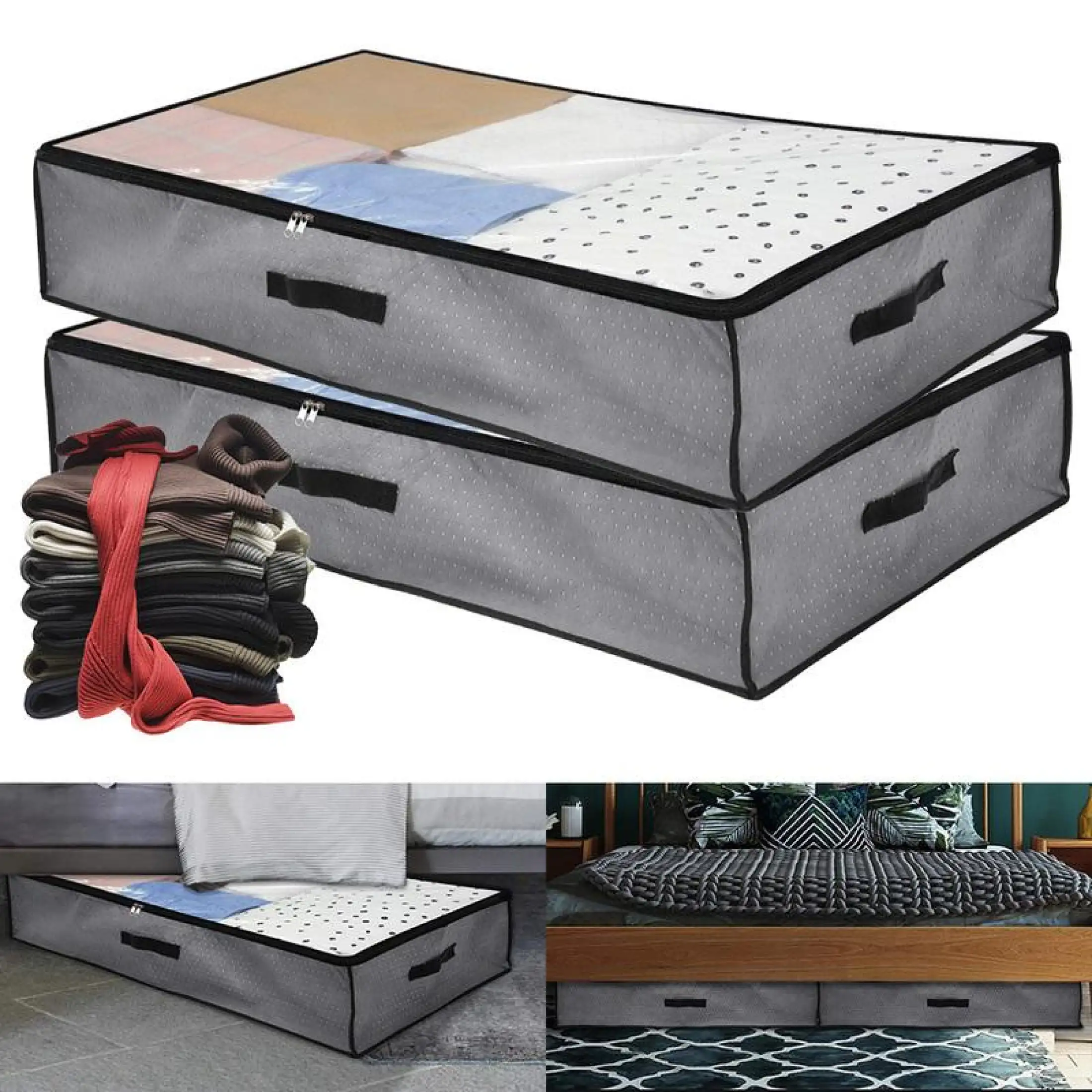 New Under Bed Storage Box Duvet Pillow Clothes Bedding Tidy Organiser Pouch Bags