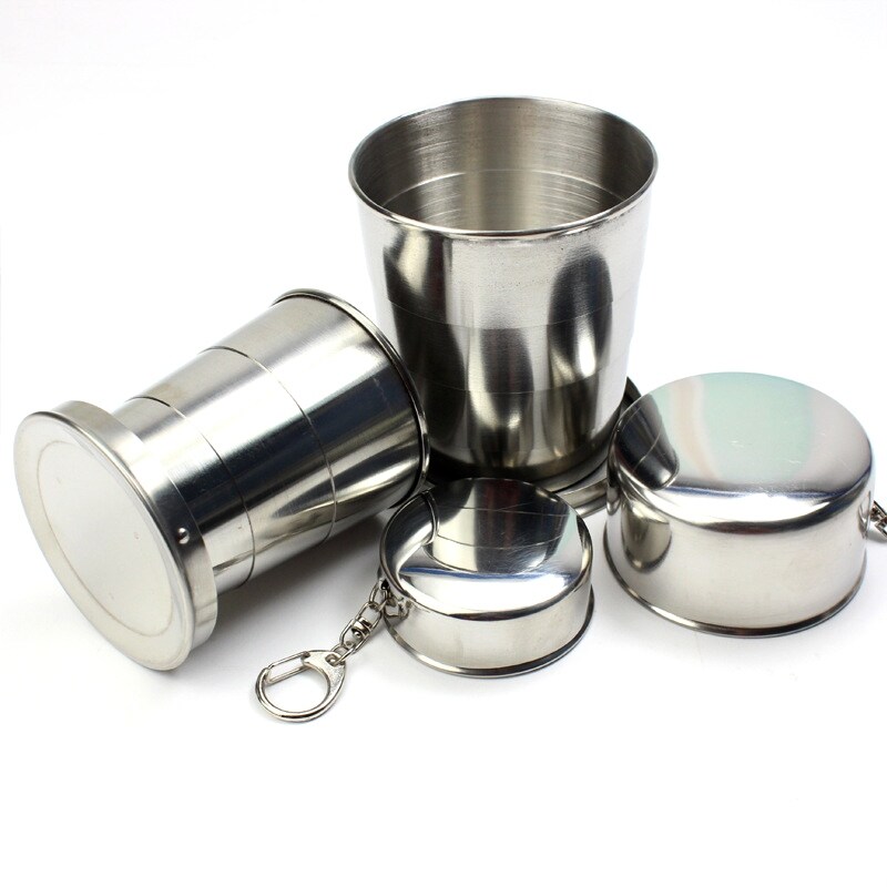 Gambar ?CW? 75ml 150ml 250mlFolding CupOutdoorCamping Telescopic Cup with Keychain Water Coffee Handcup