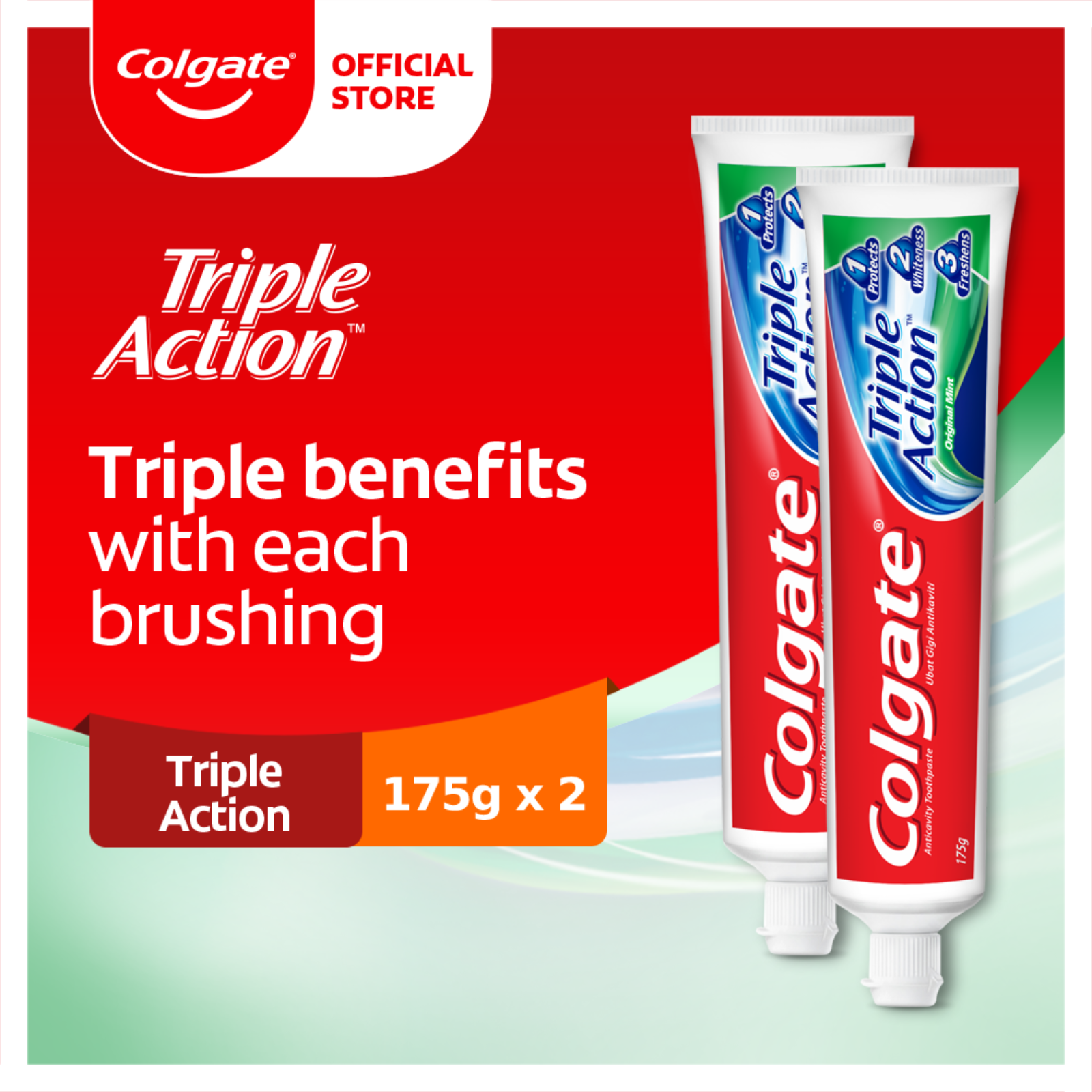 Gambar Colgate Triple Action Toothpaste Valuepack 175g x 2