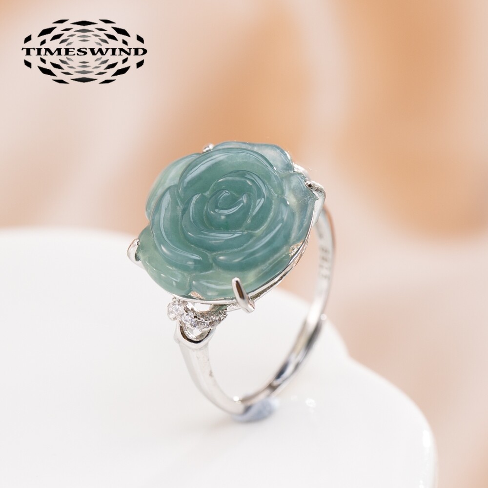 TIMESWIND Fashion Natural A-level Jade Blue Water Ice Rose Ring Women whit Certificate ราคา 2,019 บาท*ส่งฟรี