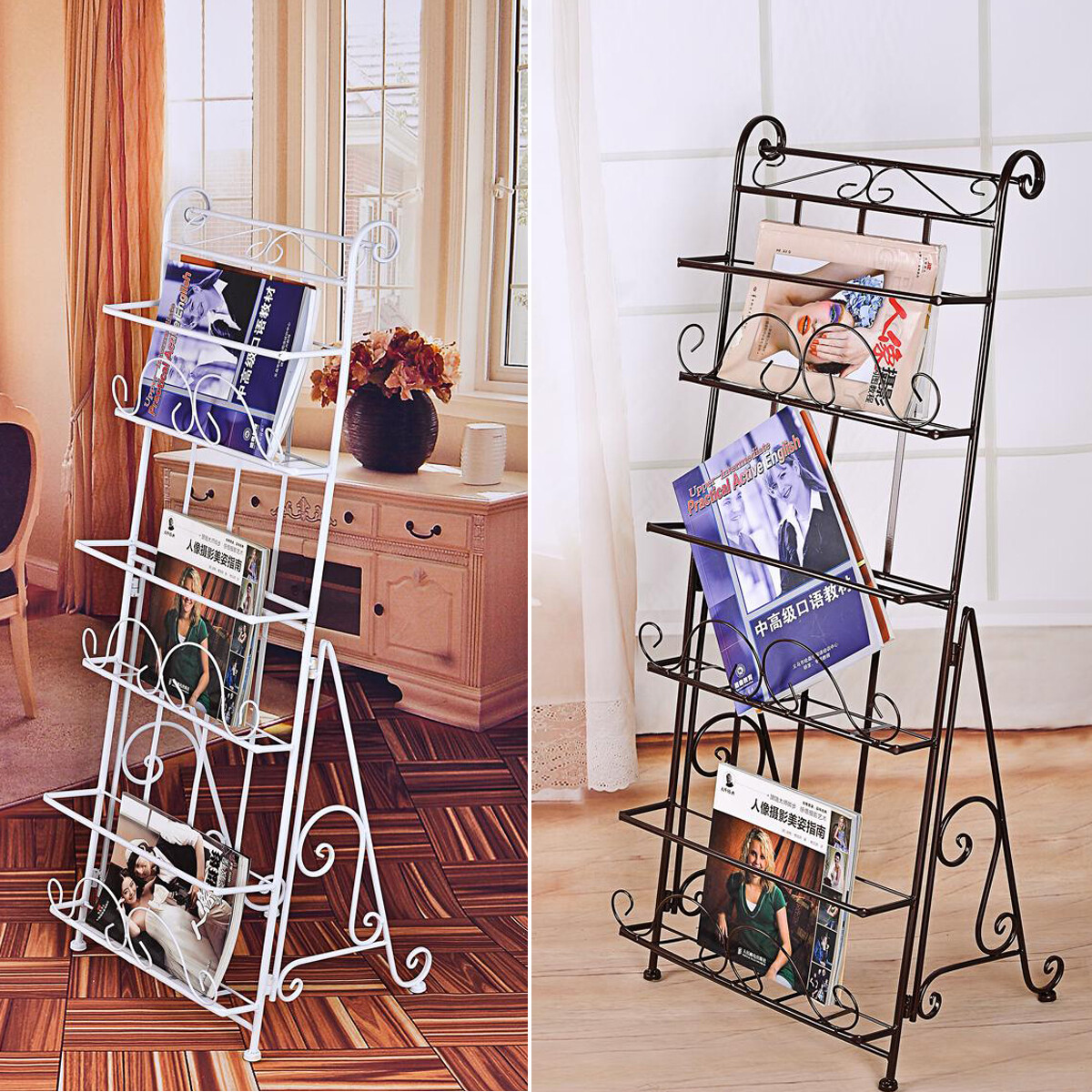 Nghiêng Kệ Tạp Chí Báo Văn Học Giá Kệ Sách Lưu Trữ Sắp Xếp Giá Sách Kệ Sắt 42X55X18Cm Nhà Phòng Khách Văn Phòng