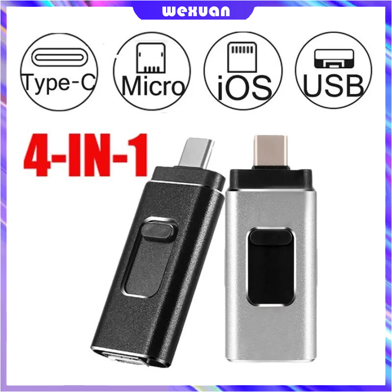 4-trong-1 usb 1tb ổ đĩa phát sáng tương thích iphone/android/loại c/pc 256gb 512gb 1tb sét otg nhảy ổ đĩa bộ nhớ usb