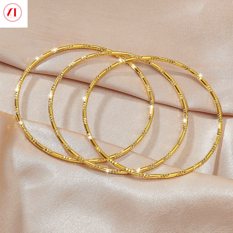  XT Jewellery Vòng Tay Nữ Mỏng 24K Hàn Quốc Vòng Tay Mạ Vàng Nguyên Bản 916 Lấp Lánh 