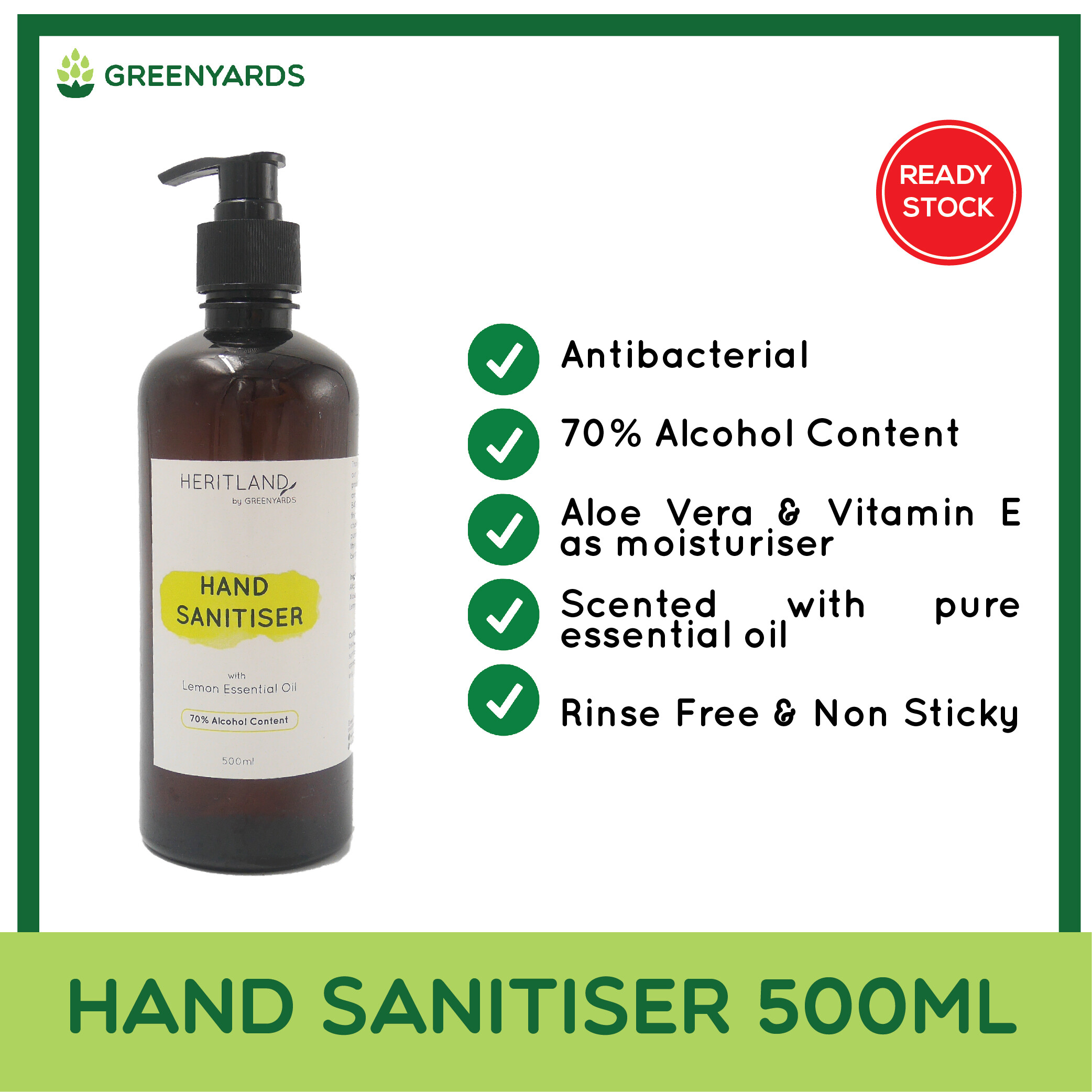 Gambar Ready Stock Lemon Hand Sanitiser Moisturising Aloe Vera 70% isopropyl alcohol ?????????