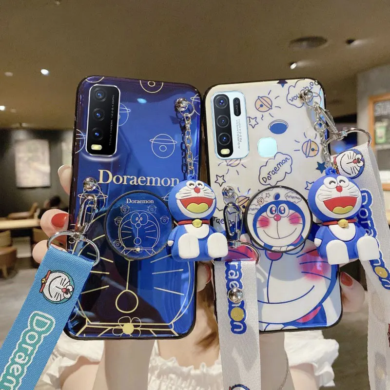 Doraemon Casing Hp Vivo Y31 Y51 Y12s Y20s Y20i Y20 Y30i Y50 Y30 2021 Long Strap Phone Case Vivo Y12s Y20s Y20i Y20 2021 Cute Casing Holder Case Vivo Y50 Y30 Y30i