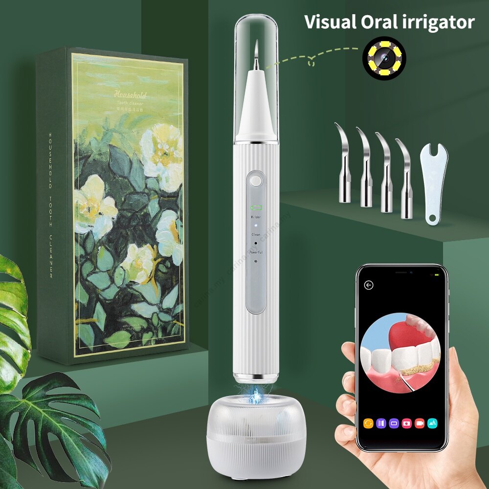 Gambar Visual Ultrasonic Portable Oral Irrigator Waterpulse Flosser Tankless Dental Flosser Rechargeable Teeth Cleaner Electric Water Flosser Oral Care