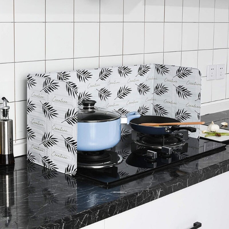 Gambar Cactus Kitchen Stove Foil Plate Prevent Oil Splash Cooking Baffle Tools Aluminum Foil Oil Block Oil Guard Home Cooking Utensils
