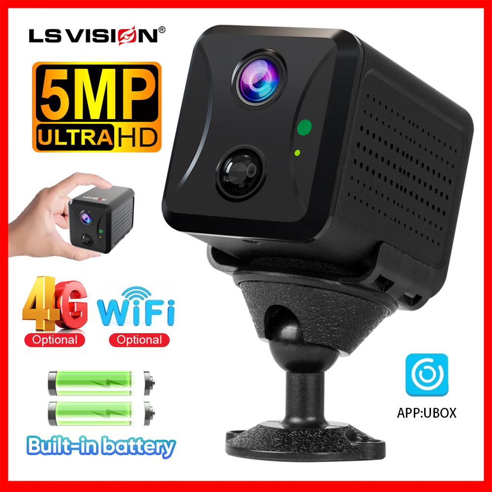 LS VISION 5MP Wifi/4G Mini Battery Camera Home Indoor wireless IR Night Vision Two-way Voice PIR Humanoid Detection Alarm Security IP Network Cameras Built-in 2400mAh battery ราคา 1,124 บาท*ส่งฟรี