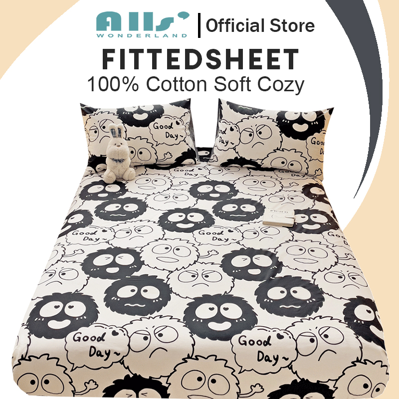 Alls' Wonderland Animial Cartoon Fittesheet 100% Cotton Soft Bedsheet With Garter Single Queen King ราคา 219 บาท*ส่งฟรี