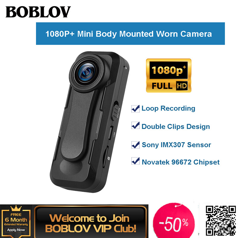 Boblov W1 1080P Máy ảnh Mini cơ thể gắn đeo máy ảnh ghi lặp lại thời gian tem máy ảnh mini