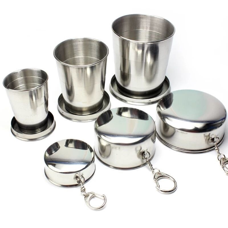 Gambar high quality Stainless steel telescopic cup outdoor travel wash gargle cup portable folding cup creative compression cup mini glass