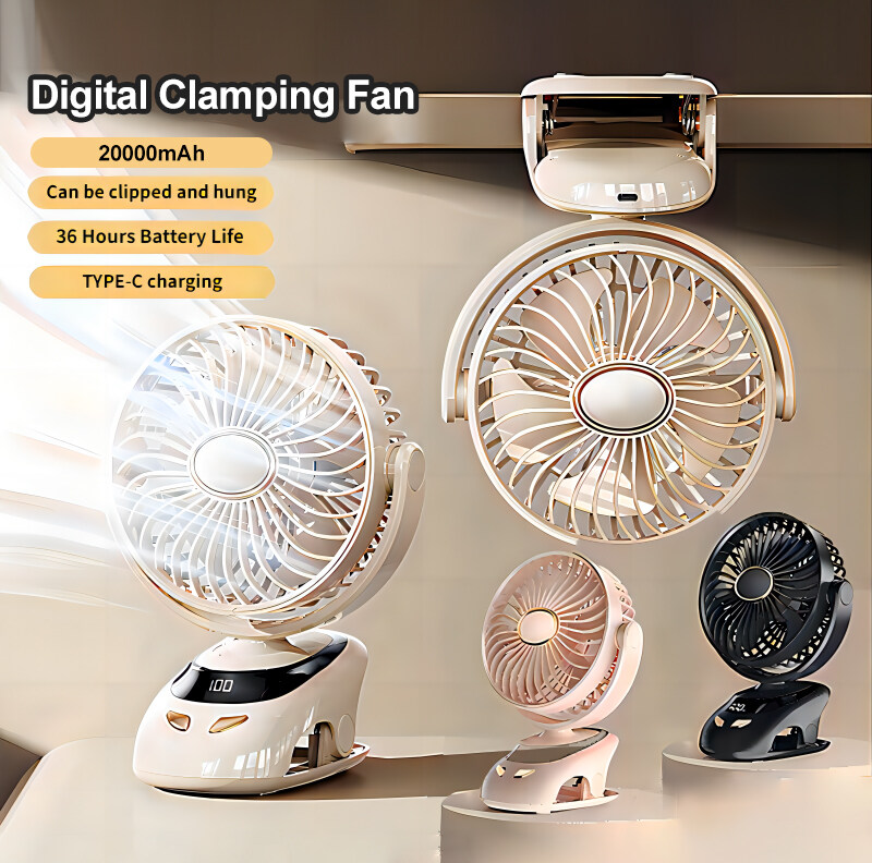 Vimite Mini Portable Clip Fan 20000mAh TYPE-C Rechargeable Low Noise Clip Fan Student Dormitory Home Outdoor Mute Stroller Fan Table Fan 180° Rotating ราคา 395 บาท*ส่งฟรี