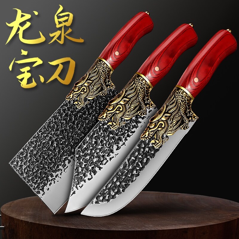 Gambar China longquan kitchen knife tool suit slice chef special meat cleaver super fast forging cutting knife sharp