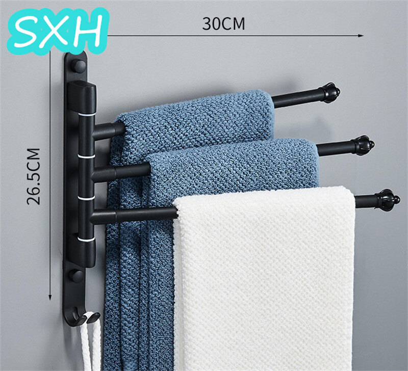 Sxh giá treo khăn giá treo phòng tắm phòng tắm bằng thép không gỉ không cần đục lỗ thanh treo khăn sáng tạo xoay được bằng nhôm giá phơi đồ phòng tắm