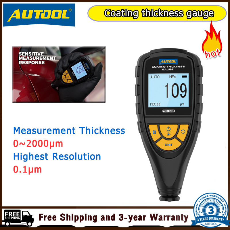 AUTOOL TG501 Digital Coating Thickness Gauge/0~2000μm Car Paint Coating Thickness Tester/High precision measuring sensor/Storage of 80 Sets of Data ราคา 2,373 บาท*ส่งฟรี
