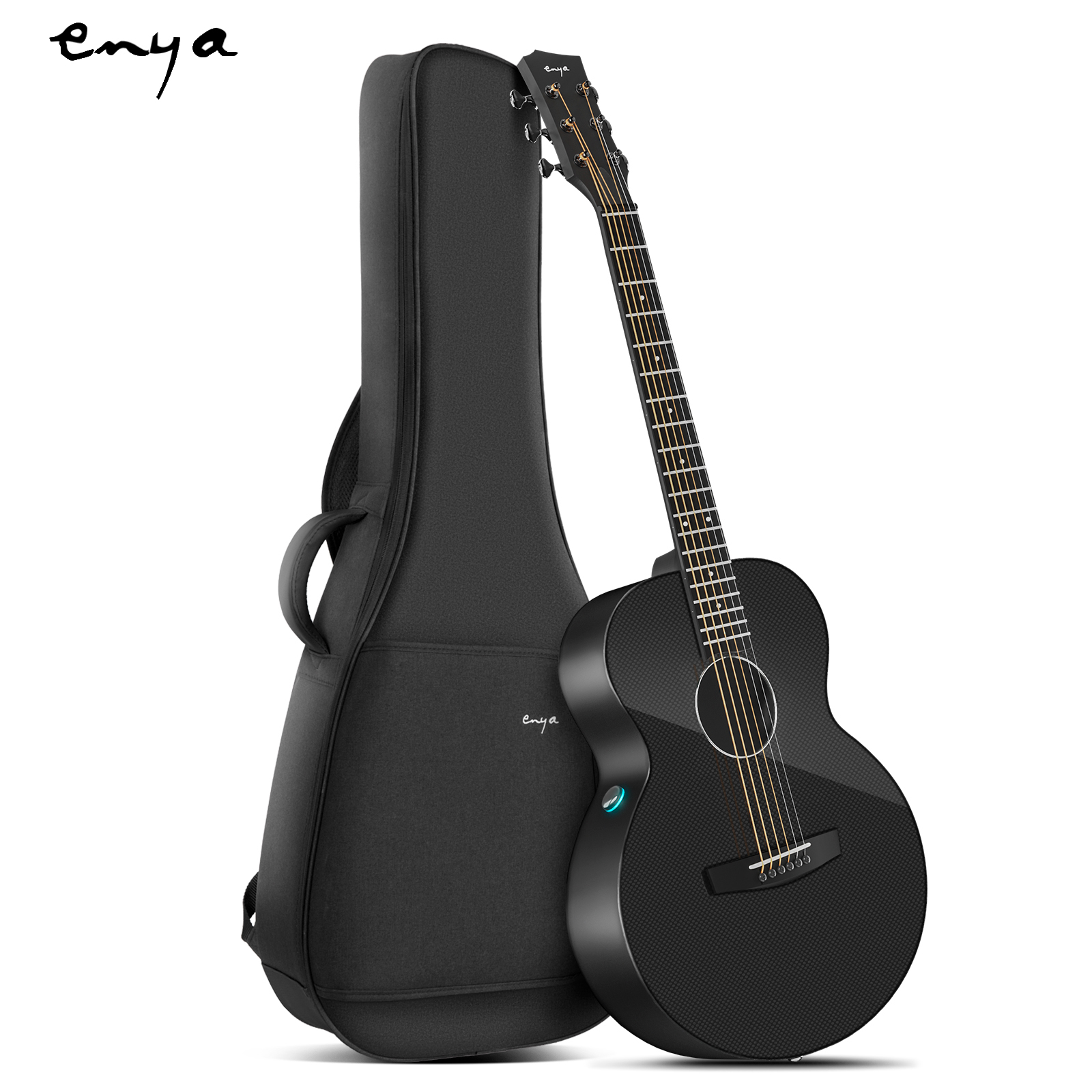 Enya Acoustic Electric Guitar Carbon Fiber X3 Pro Travel Guitar AcousticPlus 41” Full-Sized Guitar Bundle with Gig Bag Instrument Cable & USB Type-C Charging Cable