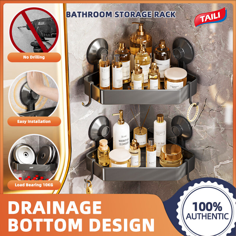 TAILI suction cup rack free of punching, bathroom hanging towel triangle basket, bathroom corner toilet washbasin, space aluminum corner storage rack ราคา 498 บาท*ส่งฟรี