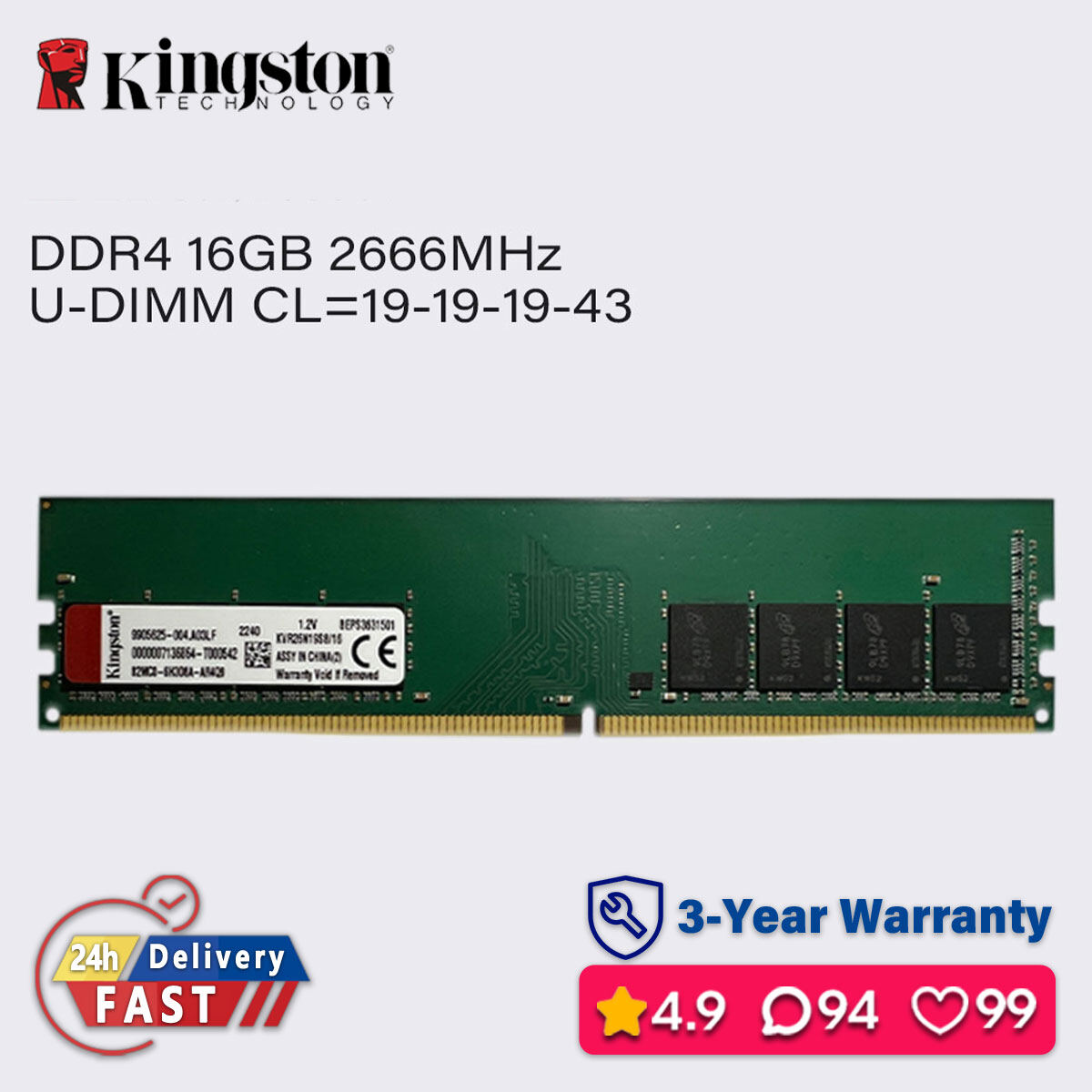 DDR4 Kingston 16G×2 Non DDR4 2400Mhz 16GB ValueRAM (KVR24S17D8/16) Technology Kingston その他