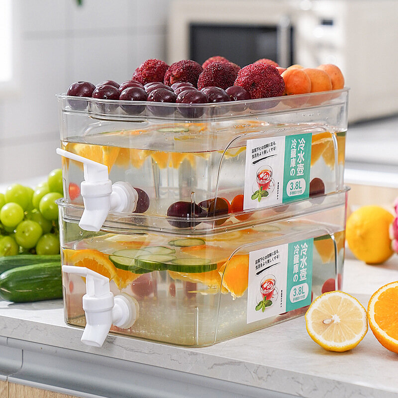Gambar ?? Ready Stock?? Transparent Plastic with Faucet Cold Kettle Summer Juice Jug Large Capacity Cold Drink Barrel