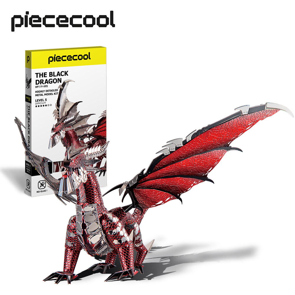 Piececool 3D Metal Puzzles for Adults The Black Dragon DIY Model Kits Birthday Gift for Kids