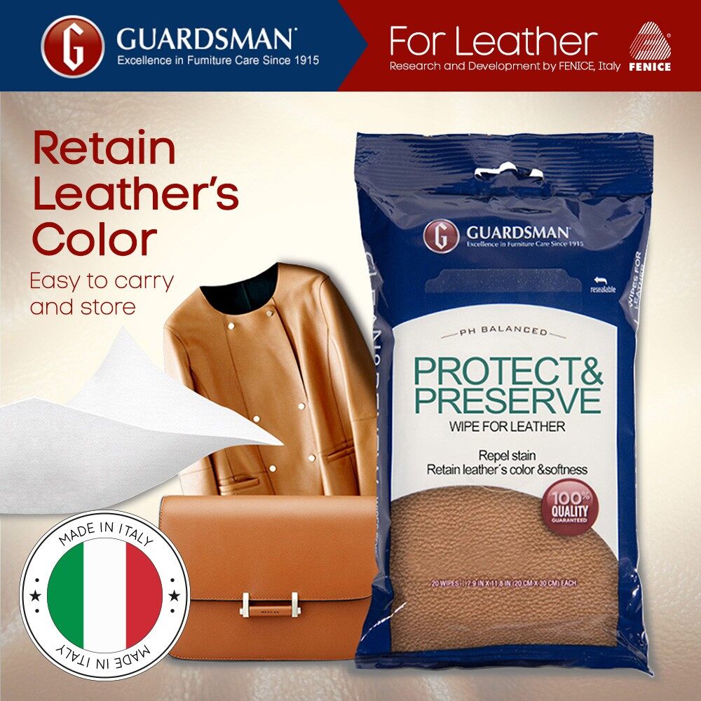Guardsman Clean & Renew Wipes For Leather/ Car Leather Wipes/ Furniture  Leather Wipes (20 Wipes)