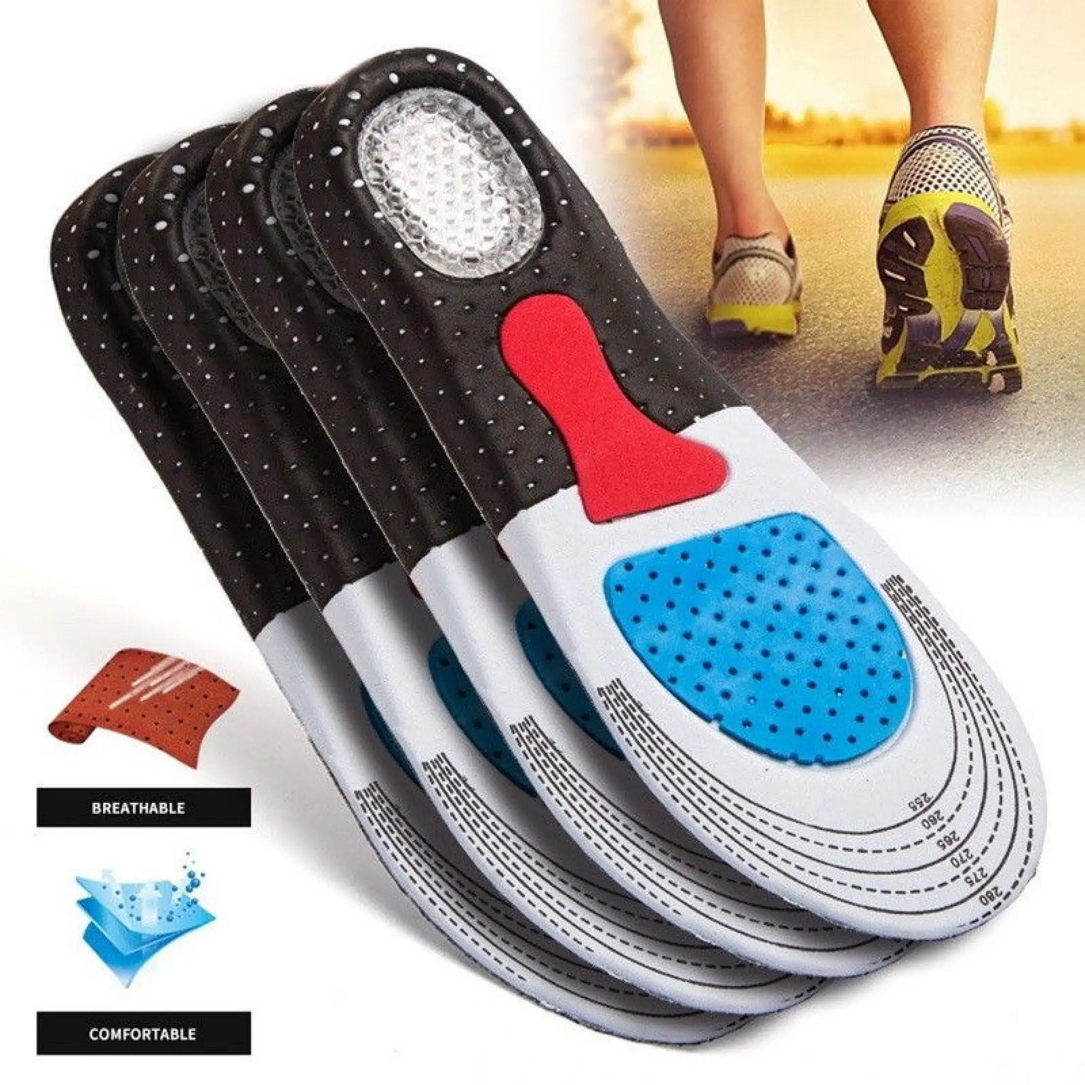 Sport Running Silicone Gel Insoles For Feet Man Women For Shoes Sole Orthopedic Pad Massaging Shock Absorption Arch Support Lazada Singapore
