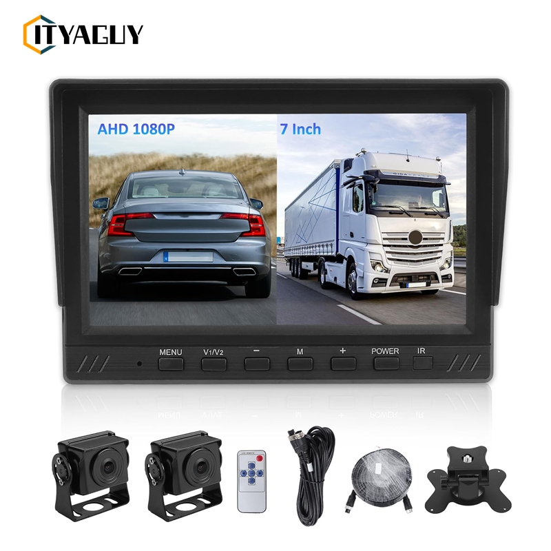 7 Inch Monitor Car Rear View Camera, 2 Camera Car Backup Camera Kit, Support AHD 1080 HD Night Vision for Caravan/Truck etc(12V-24V) ราคา 2,990 บาท*ส่งฟรี