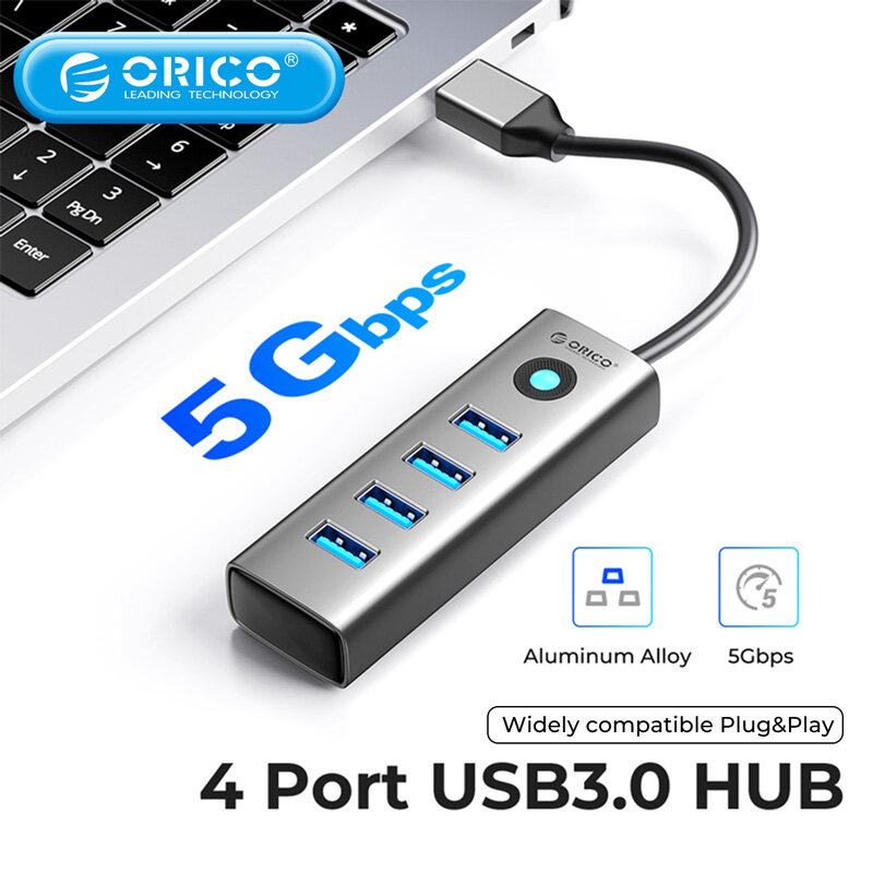 Orico 4 cổng 5Gbps tốc độ cao Hub USB truyền dẫn 3.0 hợp kim nhôm Cắm và chơi ổ cắm nhỏ Hub/Bộ chia USB