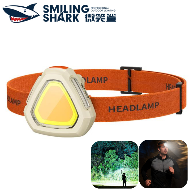 SMILING SHARK Mini Headlight LED Running Light 6Mode Red Blue Warning Light Type-c Rechargeable Head Lamp Waterproof Outdoor Running Camping TD0276
