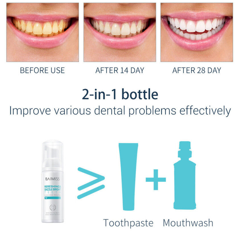 Bánh Mousse Trắng Răng BAIMISS Kem Đánh Răng Làm Sạch Răng Vệ Sinh Răng Miệng Tươi Sáng Loại Bỏ Mảng Bám Vết Bẩn Hôi Miệng Dụng Cụ Nha Khoa