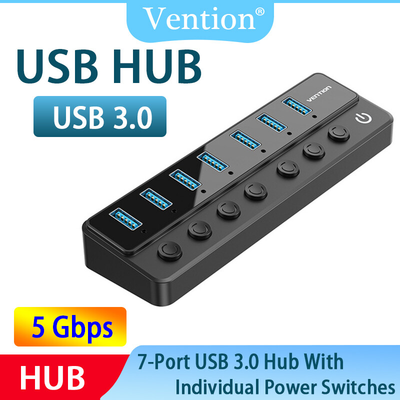  Vention USB C HUB tốc độ cao 7 cổng đa USB 3.0-B để USB 3.0x7 + DC 5.5 mét mở rộng HUB cho Loptop Mi Pro Huawei MateBook 