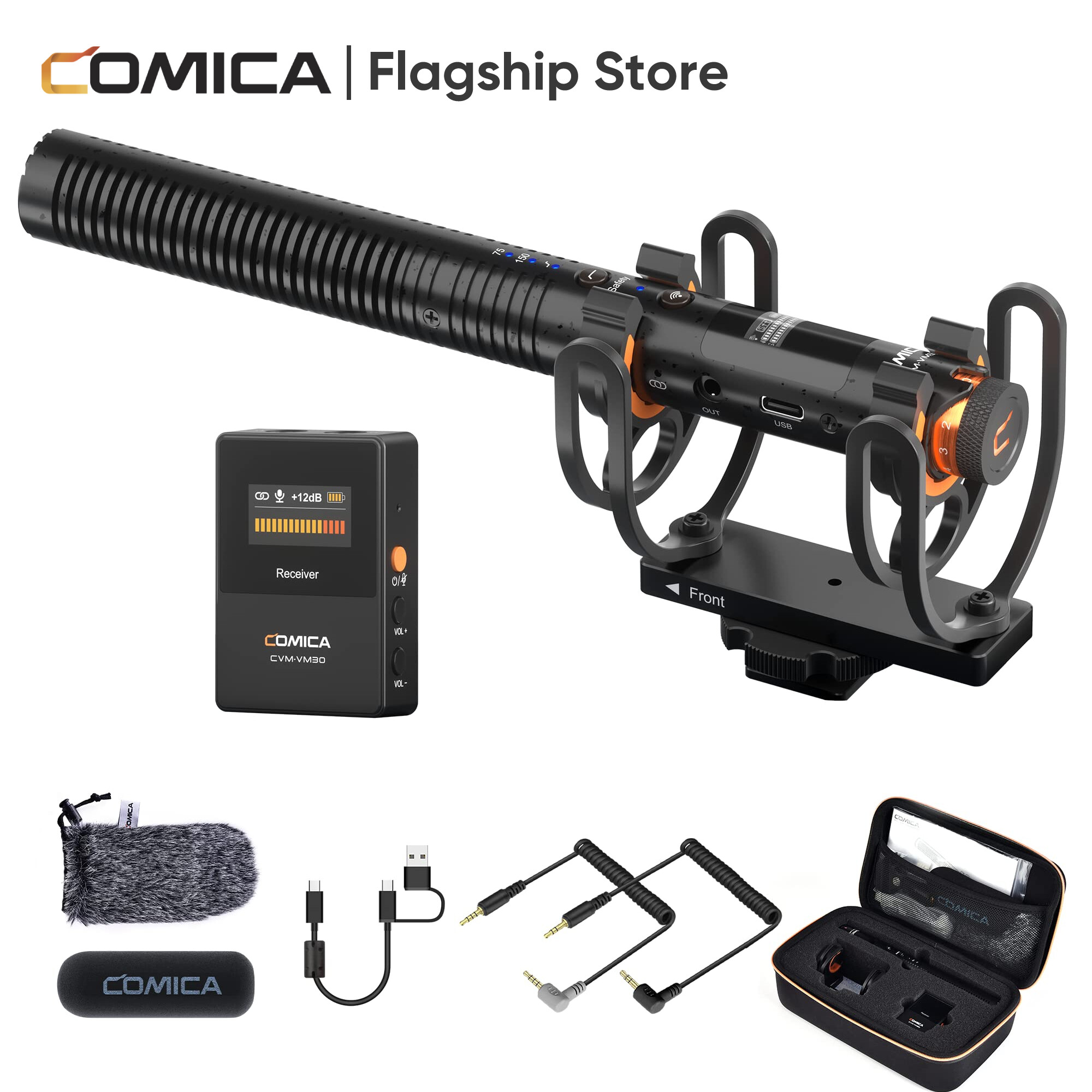  Comica Vm30 2.4G siêu hình tim Condenser Không Dây Shotgun Microphone Cho Máy Ảnh Điện Thoại thông minh Máy Tính Chuyên Nghiệp 3.5Mm & USB Trên Máy Ảnh Mic Cho phát trực tiếp Báo Cáo Podcasting Phỏng vấn 