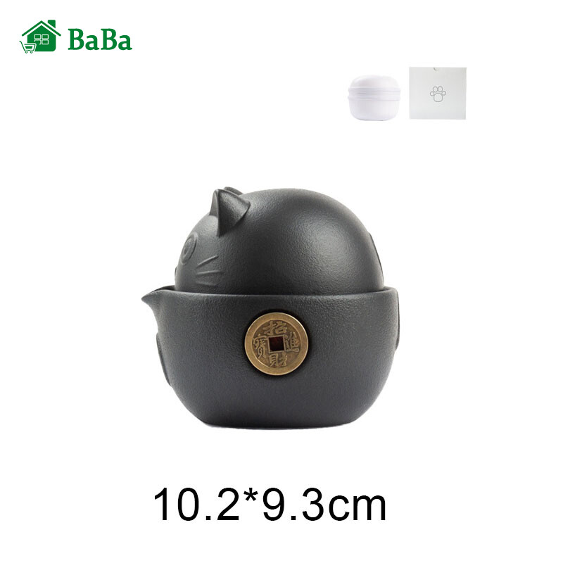 Gambar BaBa Cat Series Travel Portable Ceramic Tea Set with Tea Pot Tea Cups Travel Bag Portable Ceramic Tea Set with Tea Pot Tea Cups Travel Bag Cat Series Travel All in 1 for Office Home Travel