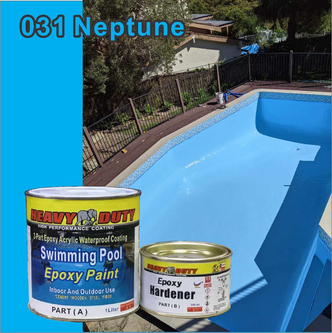 BLUE / E-031 / 5L / SWIMMING POOL PAINT / 2 PART EPOXY ACRYLIC WATERPROOF COATING PAINT / HEAVY DUTY / KOLAM RENANG Harga 280 Ringgit*Penghantaran Percuma
