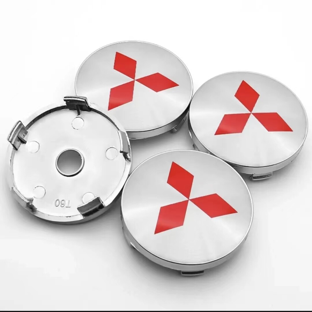 JC | Bộ 4 Nắp Chụp Logo Cho Xe Mitsubishi, Màu Đen 60Mm