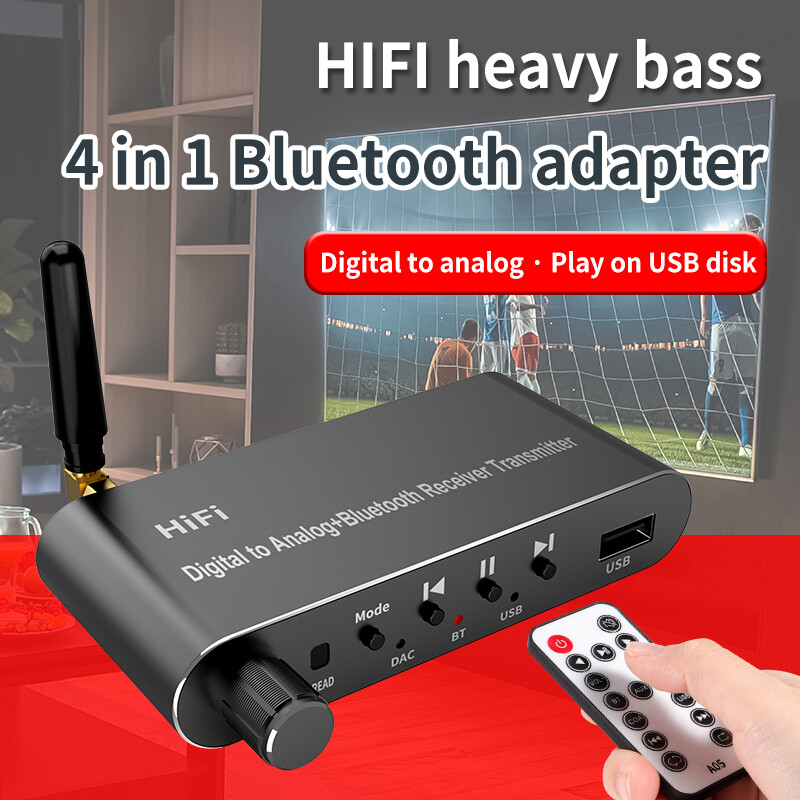 Bộ thu bluetooth 5.1 bộ chuyển đổi âm thanh bộ chuyển đổi âm thanh đĩa u bộ chuyển đổi coxial/optical sang aux rl dac 3.5mm điều khiển từ xa