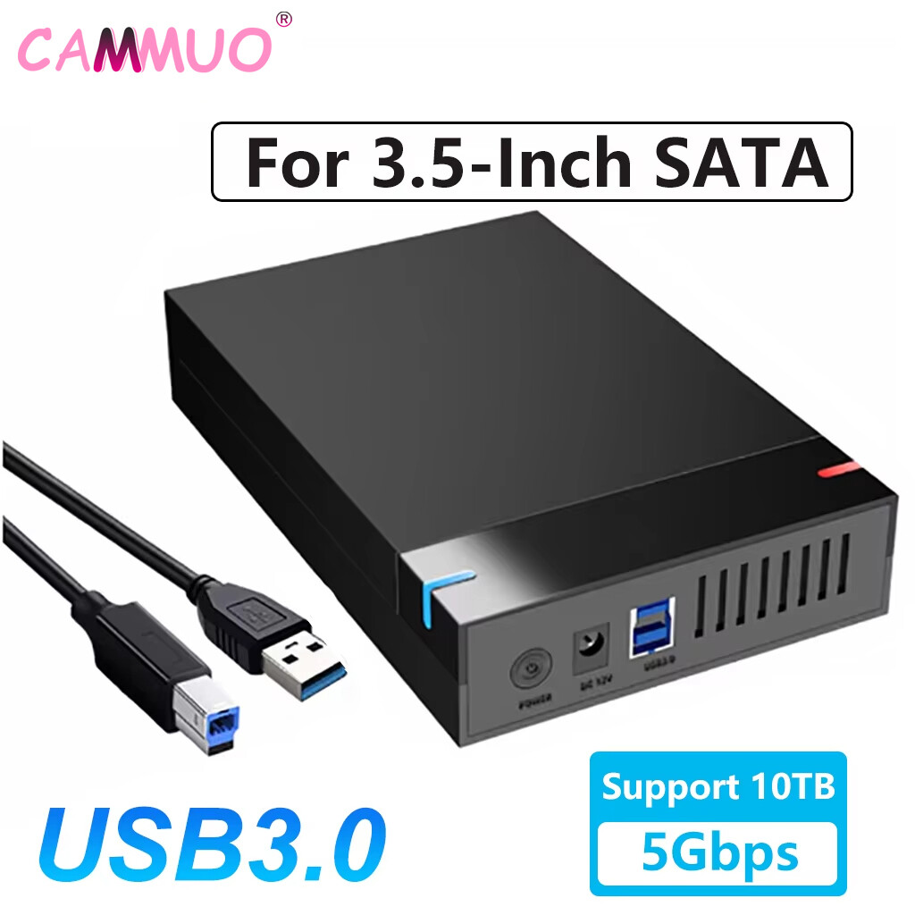 Cammuo 3.5 inch HDD Case USB 3.0 to SATA External Hard Drive Reader Support 10TB Hard Drive Enclosure High Speed Adapter for PC Lapop ราคา 336 บาท*ส่งฟรี