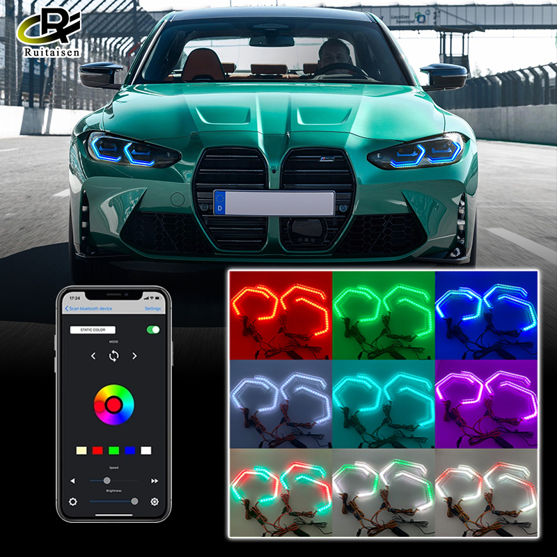 Angel Eyes LED Retrofit Running Lights For Headlight Projector White DRL Turn Signal Hex Halo Rings Tuning Car Light ราคา 6,904 บาท*ส่งฟรี