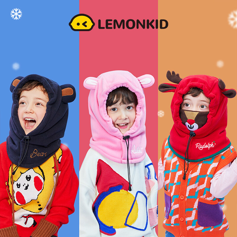 Lemonkid Mũ Mùa Đông Cho Bé, Khăn Quàng Cổ, Mặt Nạ, Mũ Giáng Sinh Ba Trong Một, Mũ Trẻ Em Hoạt Hình Dễ Thương, Ấm Áp Và Chống Gió LK2200008