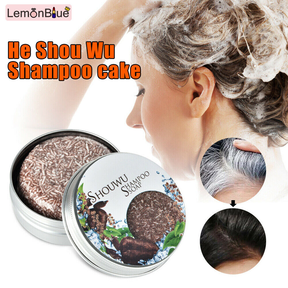 Gambar LemonBlue Grey Reverse Shampoo Bar Polygonum Multiflorum Essence Hair Darkening Shampoo Soap