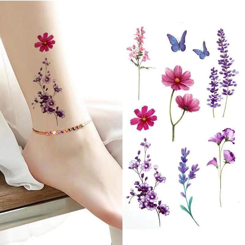 Temporary Tattoo Sticker Waterproof Long Lasting Female Clavicle Ankle (8  pictures on 1) | Lazada PH