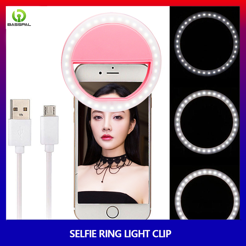 BassPal Đèn Vòng Tự Sướng 36 LED Đèn Kẹp Trên Máy Ảnh Sạc USB Đèn Lấp Đầy Điện Thoại Đèn Chụp Ảnh Làm Đẹp Giảm Béo Làm Trắng
