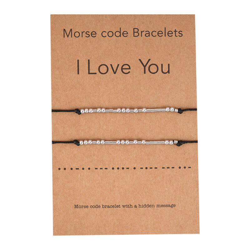 Smile Smilling 2pcs I Love You Friendship Morse Code Dainty Beaded Bracelet With Secret Message For Women Men Lover Jewelry Gifts Lazada Singapore
