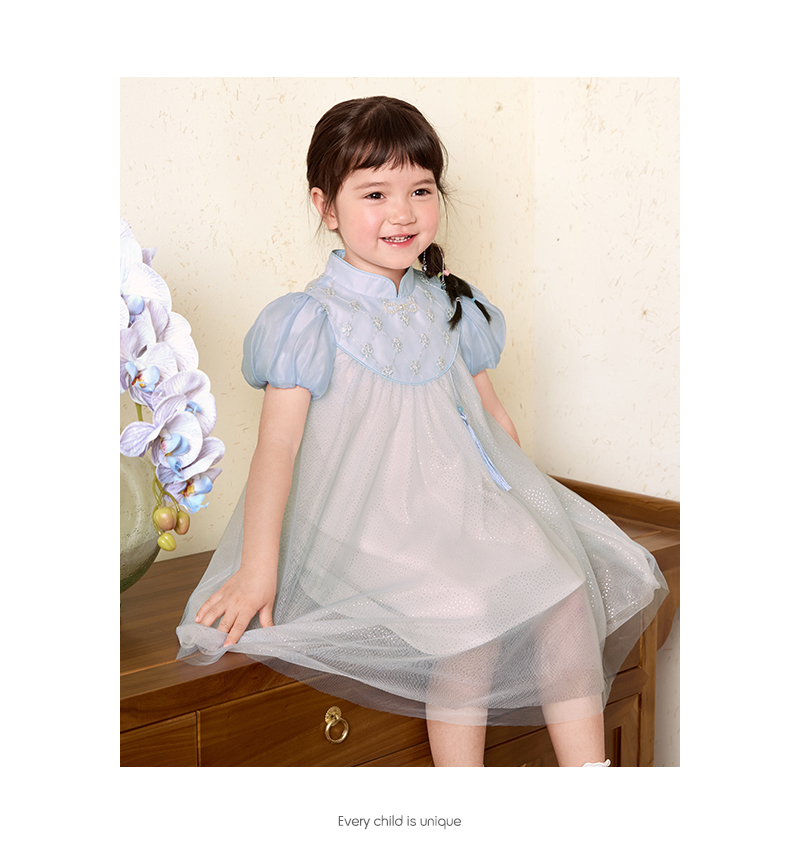 Vestido tradicional balabala para niña, vestido infantil 2025, nueva ropa de verano, vestido de chifón Cheongsam