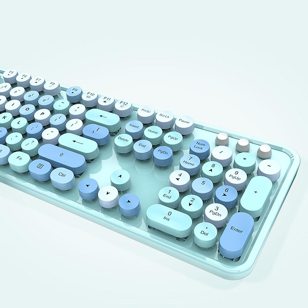 [bán chạy] mofii combo chuột bàn phím ngọt ngào bộ chuột bàn phím không dây 2.4g màu hỗn hợp nắp phím treo tròn cho máy tính xách tay màu xanh dương 30