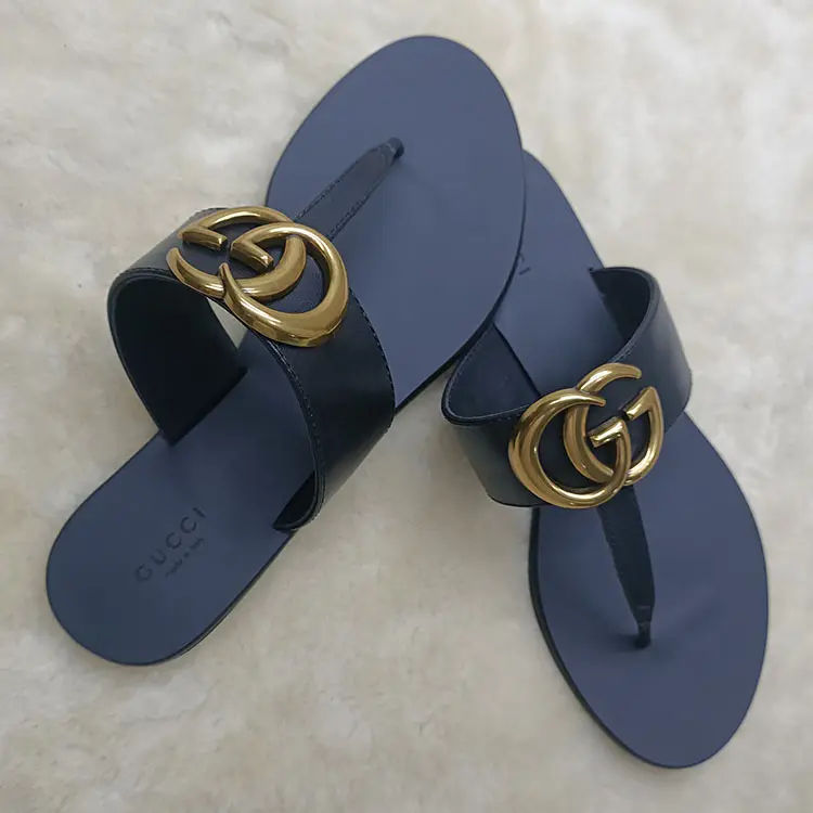 genuine leather gucci slides women